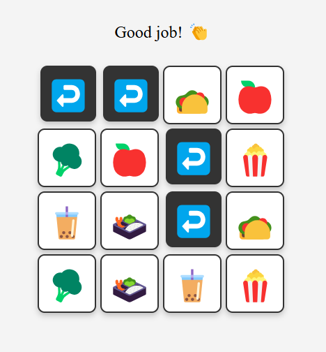 Image of memory card-flipping game